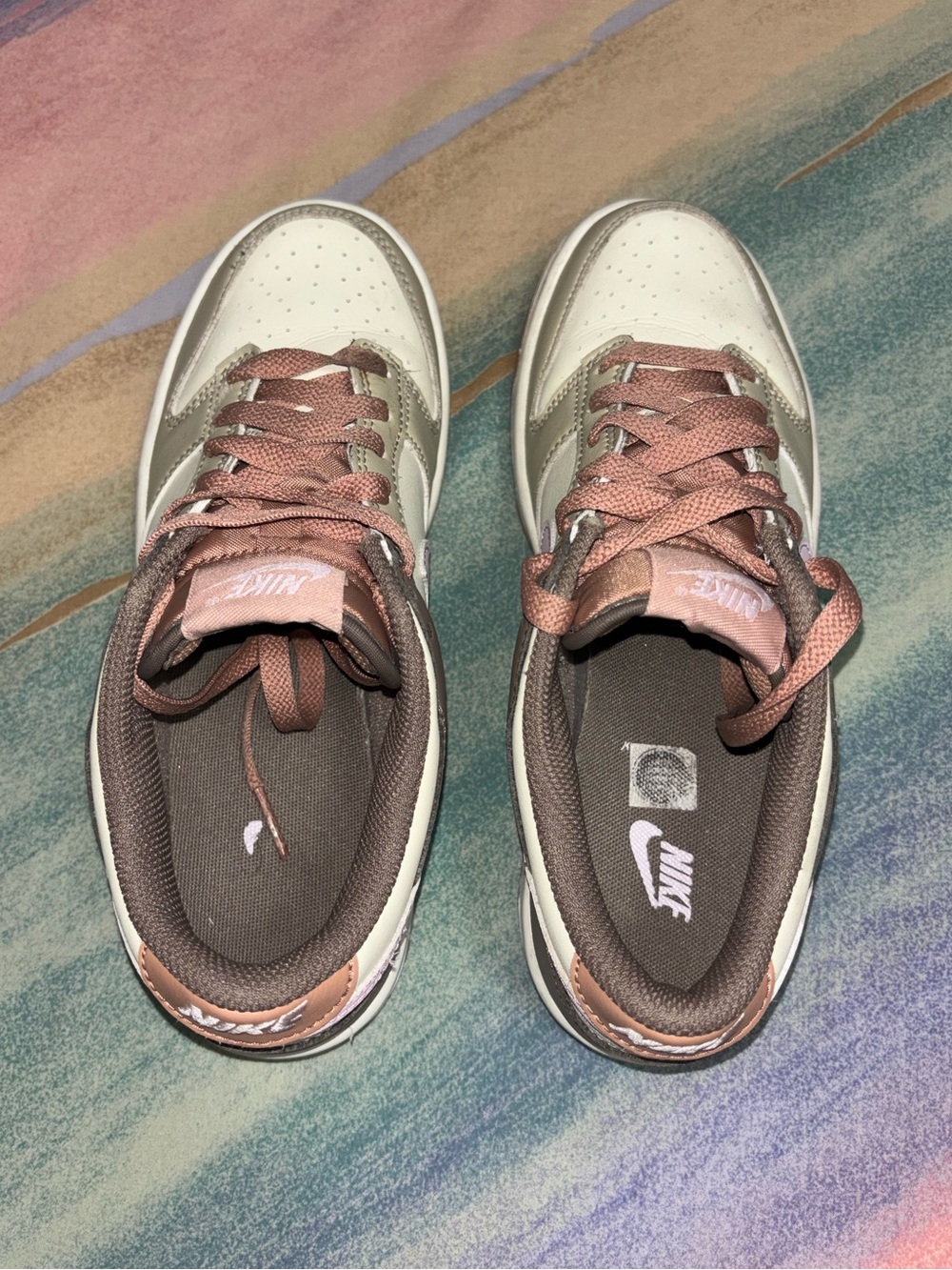 Nike Dunk Low GS Desert Khaki/Pink Foam Sneakers size 5Y/ women’s 6.5 FB9109 201 - Picture 7 of 9